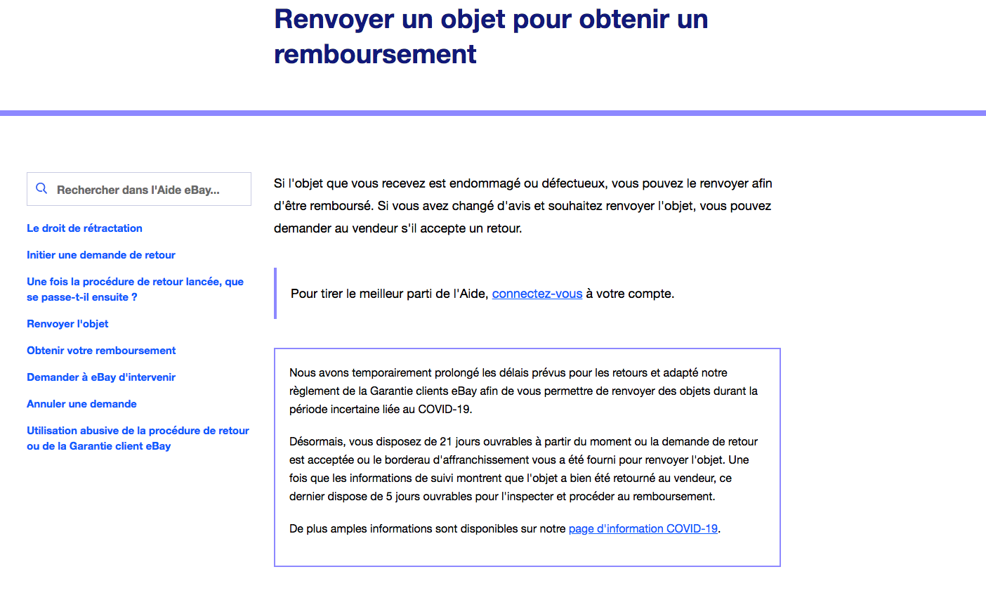 Ebay : Contact - Retour et remboursement - Retours-remboursements.com