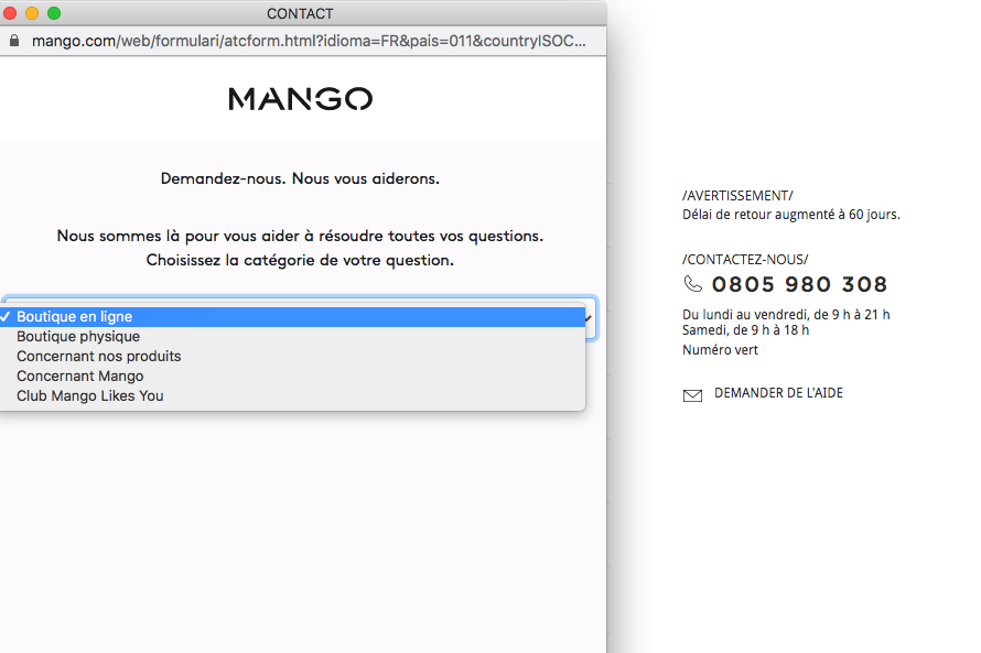 Contact Mango