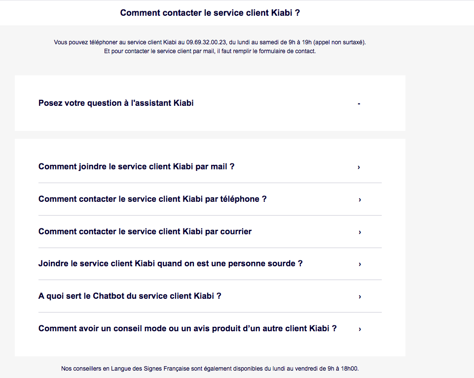 Contacter Service Client Kiabi