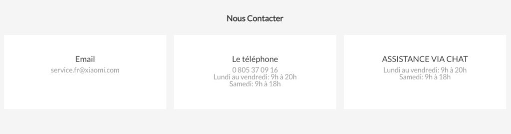 Contacter Xiaomi