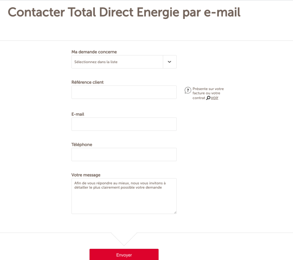 Formulaire contact direct energie