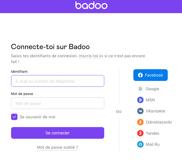 Se connecter Badoo
