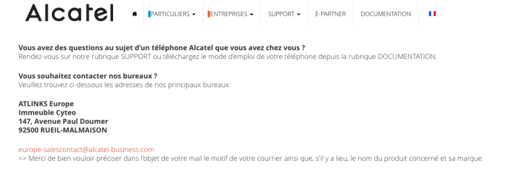 Contacter Alcatel