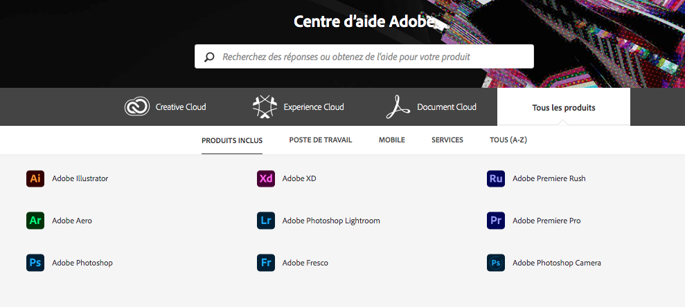 Centre d'aide Adobe