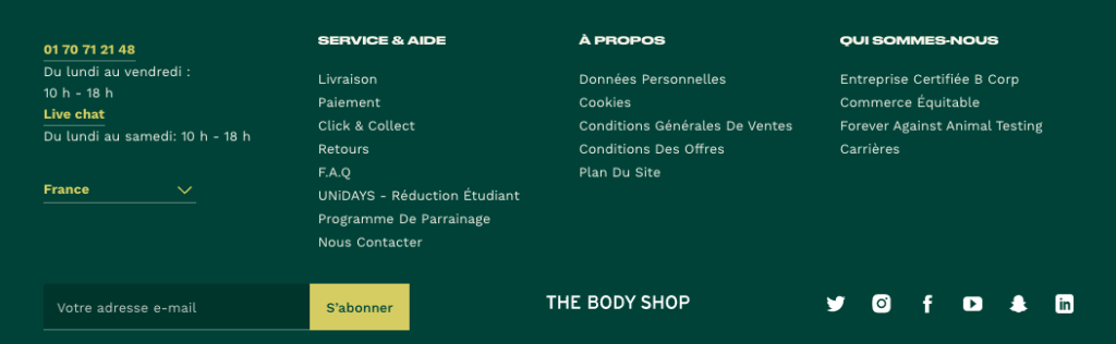 Sommaire The Body Shop