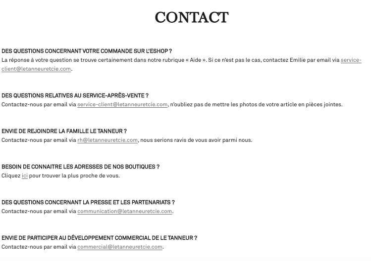 Contact Le Tanneur