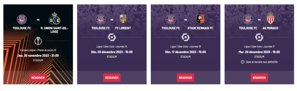 billetterie Toulouse football club 